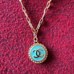 Winfried Designs repurposed Gold and Blue Pendant Necklace